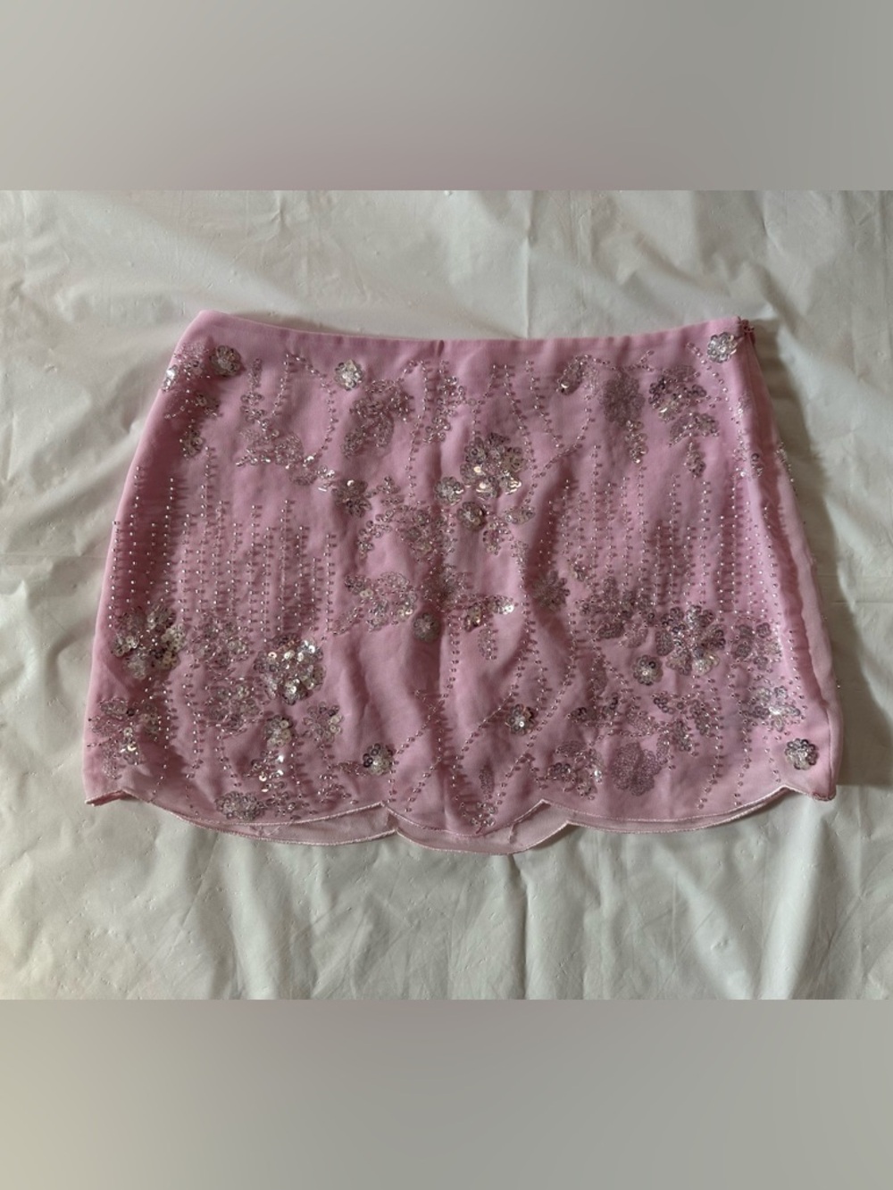 Pink Embellished Mini Skirt